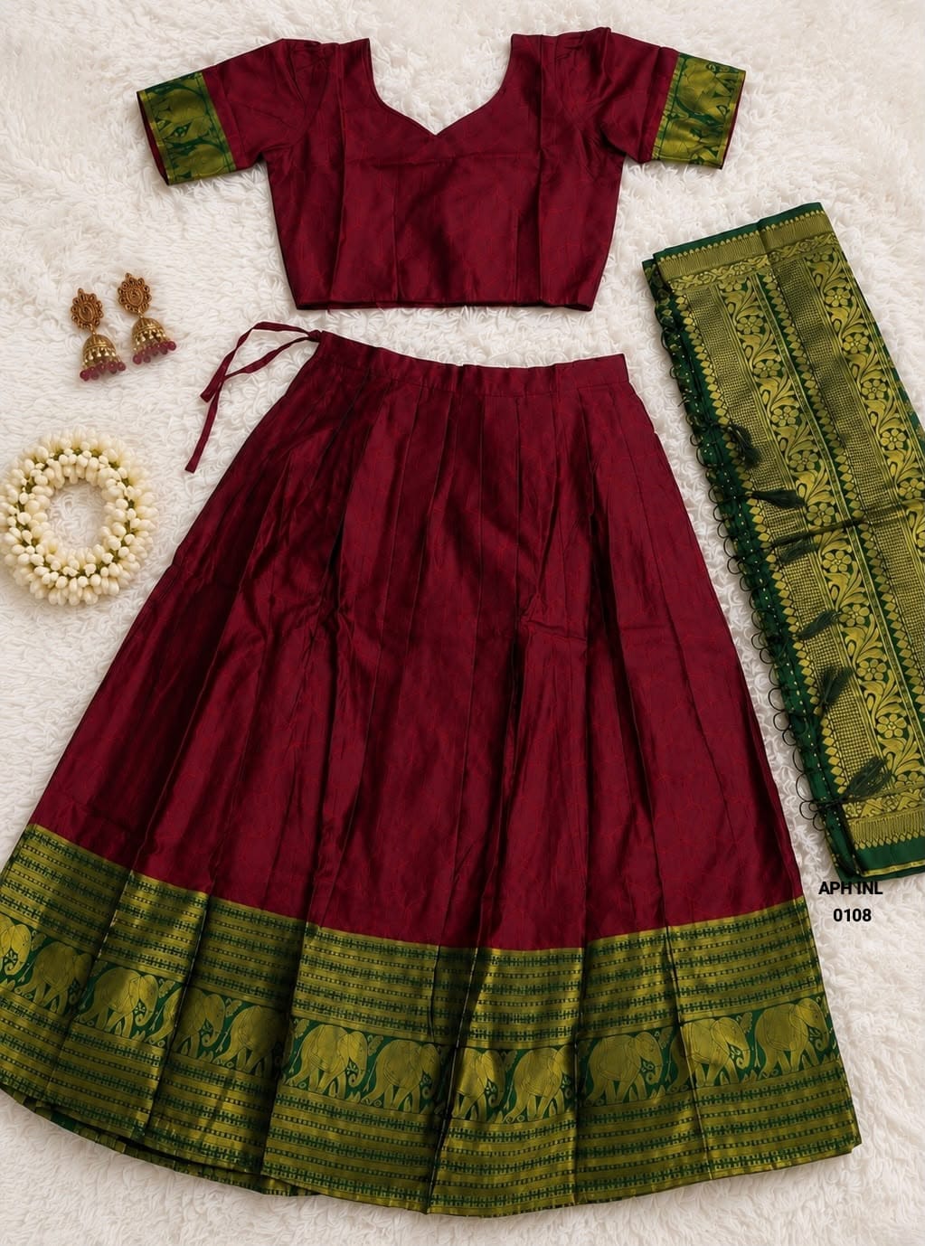 Heavy Lichi Silk Zari Border Lehenga
